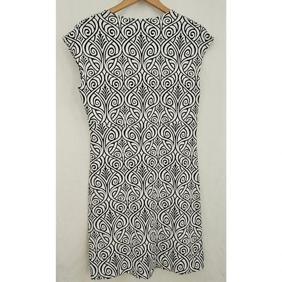 Title Nine Black and White Sheath Midi Dress V-Neck - Picture 7 of 10